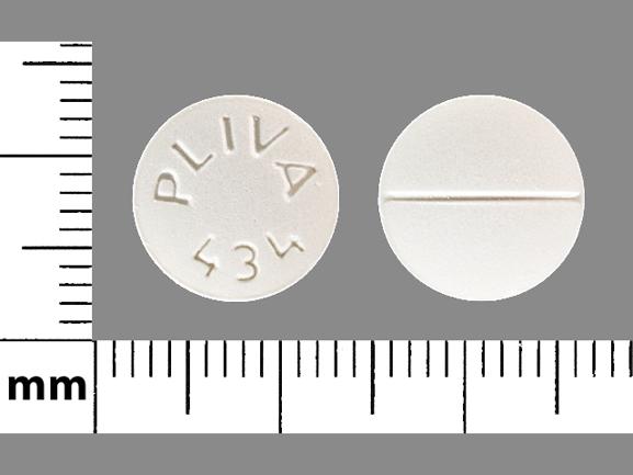 Trazodone 100 mg PLIVA 434 Pill - white round, 11mm