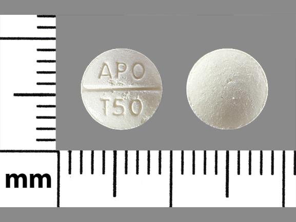 Trazodone APO T50 Pill - white round, 8mm - Apotex