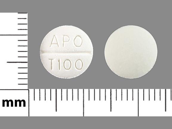 Trazodone APO T100 Pill - white round, 10mm